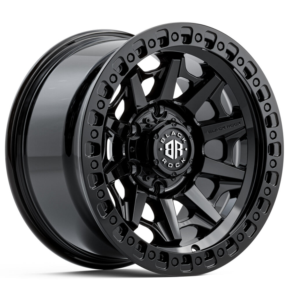 4x4 Wheels for Truck and 4WD Black Rock Cage Gloss Black Rims