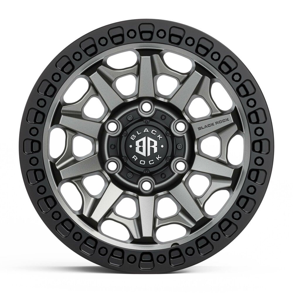 4x4 Wheels for Truck and 4WD Black Rock Cage Gunmetal Grey Black Ring Rims
