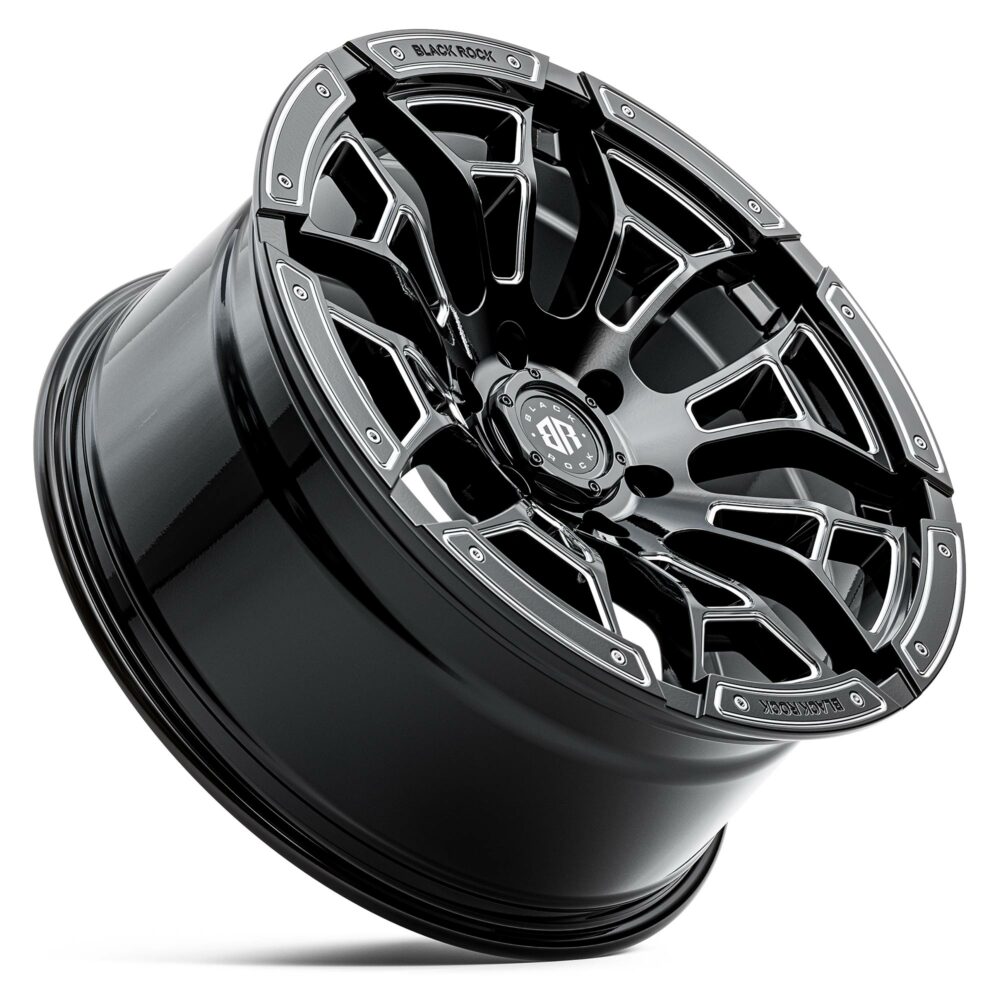 4x4 wheels Black Rock Widow Gloss Black Milled Rims for 4x4 By Black Rock Offroad