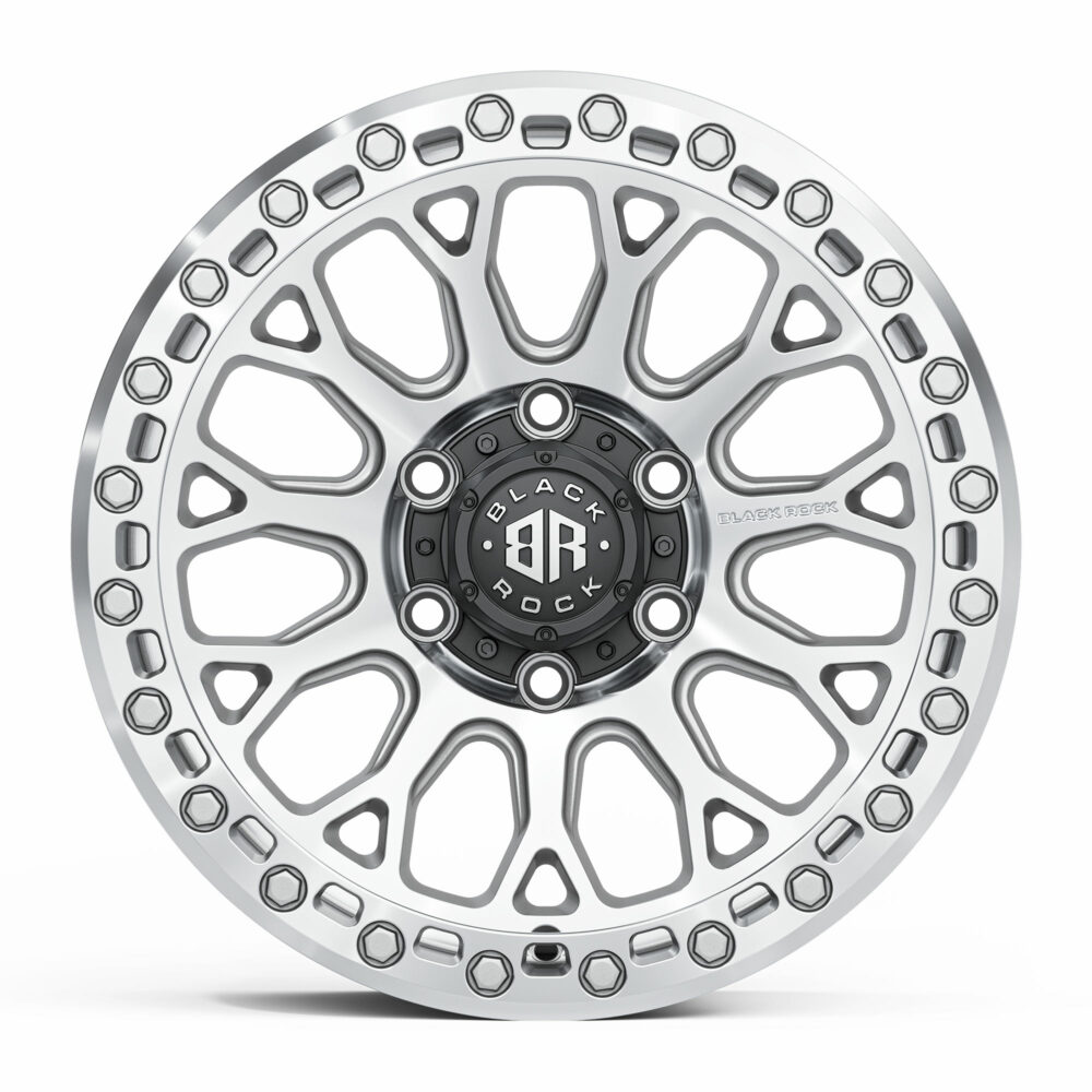 4x4 Wheels for Truck and 4WD Black Rock Spider Silver Machined Rims