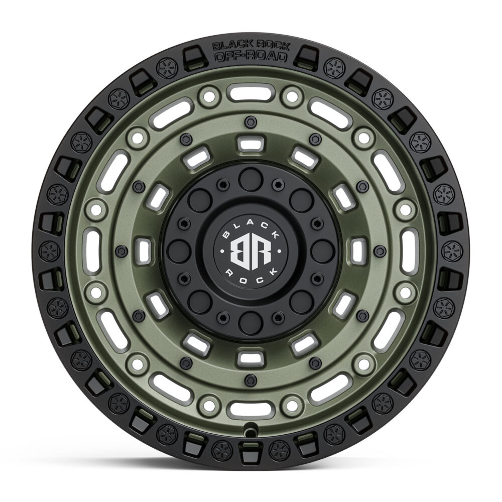 4x4 Wheels Black Rock Military Army Green Black Ring 20 Inch Off-Road Rims