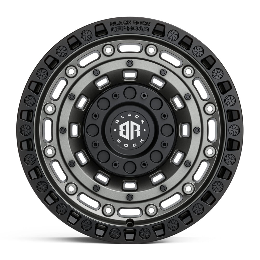 4x4 Wheels Black Rock Military Gunmetal Grey Black Ring 20 Inch Off-Road Army Rims
