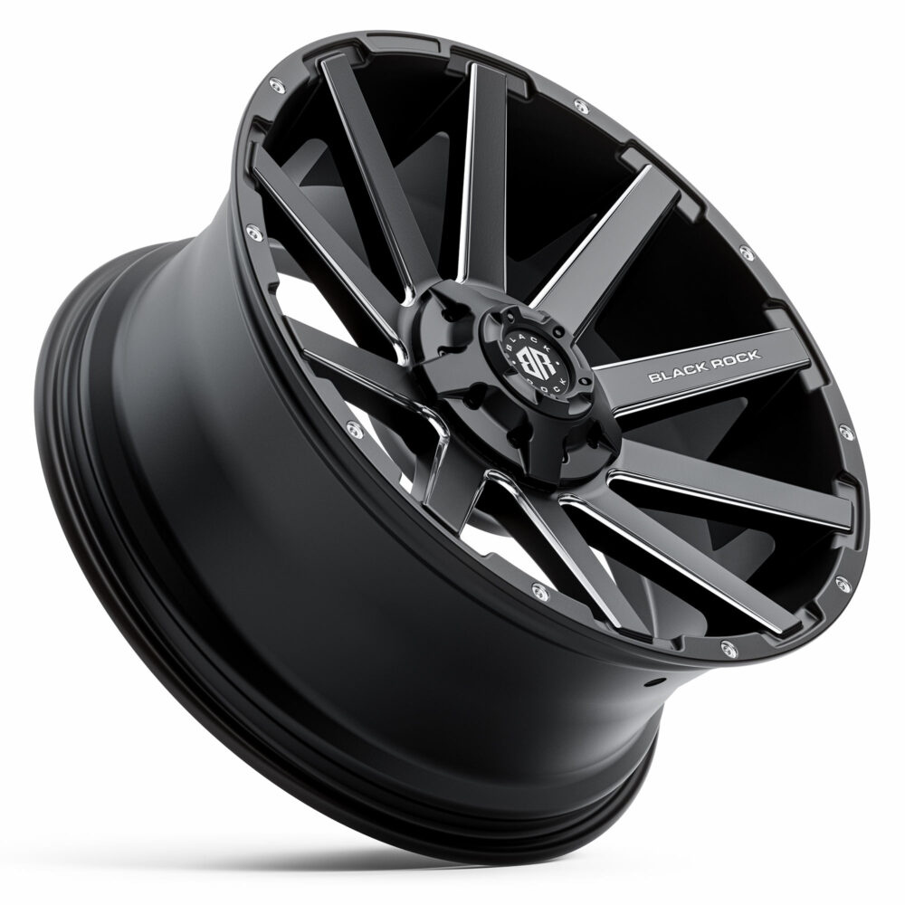 4x4 Wheels for Truck and 4WD Black Rock Forcer Satin Black Milled Rims
