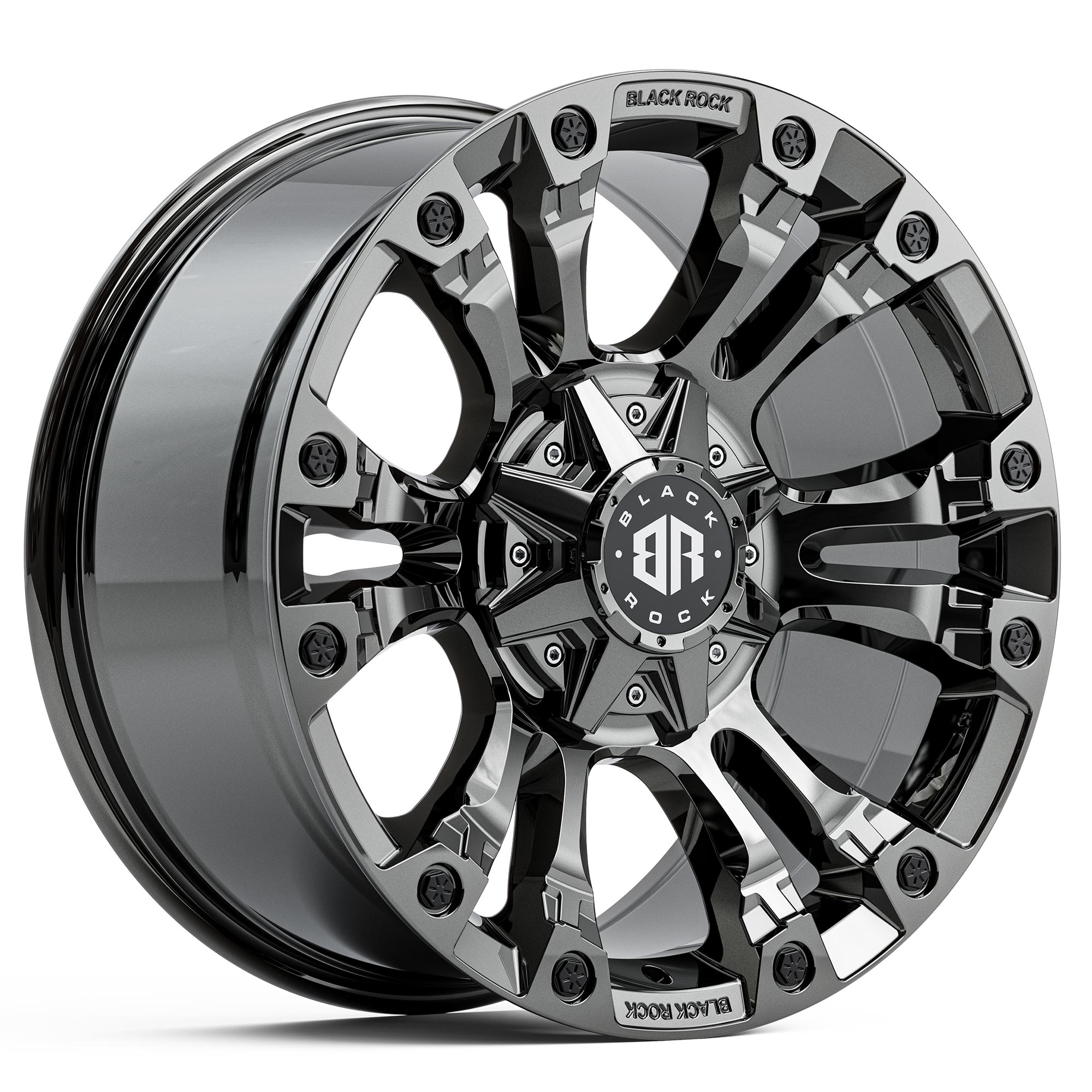 Black And Chrome Truck Rims FORD F150 RAPTOR WHEELS 4P60 22X10 BLACK