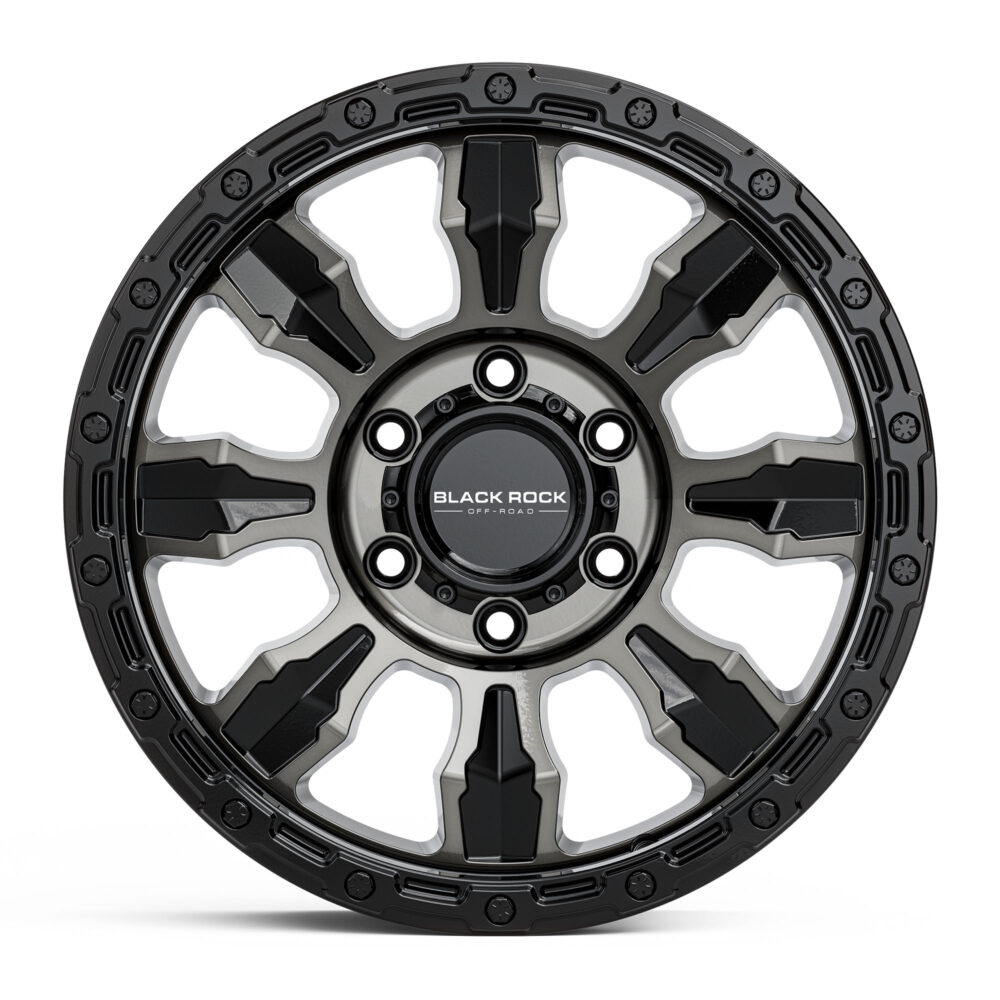 4X4 Rims Black Rock Venture Gloss Black Dark Tint Off-Road Wheels
