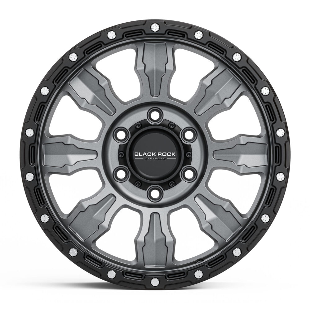 4X4 Rims Black Rock Venture Gunmetal Grey Black Ring Off-Road Wheels