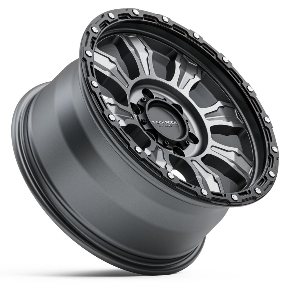 4X4 Rims Black Rock Venture Gunmetal Grey Black Ring Off-Road Wheels