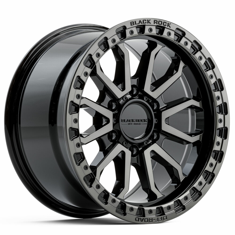 4x4 Wheels for Truck and 4WD Black Rock Cobra Gloss Black Dark Tint Rims