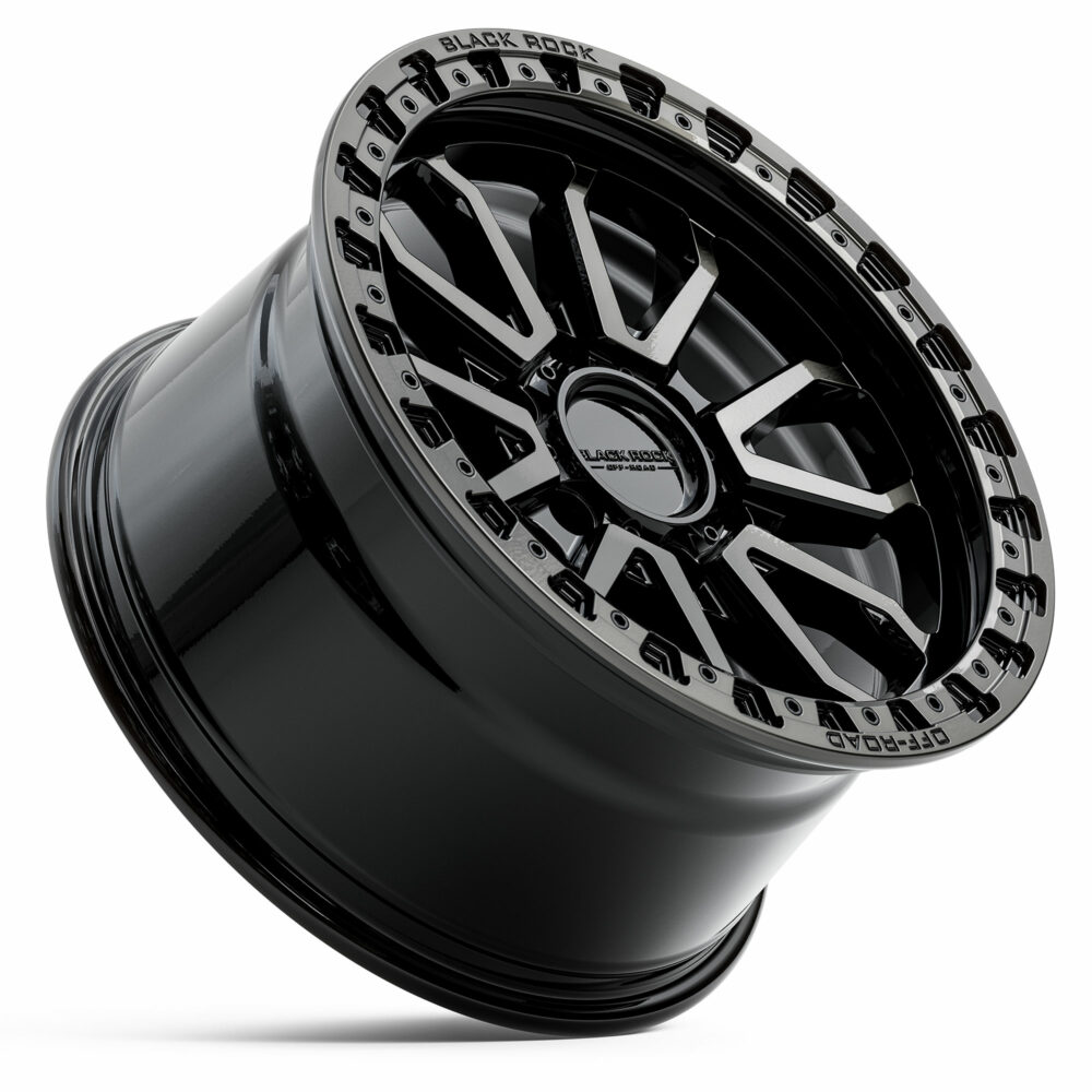 4x4 Wheels for Truck and 4WD Black Rock Cobra Gloss Black Dark Tint Rims
