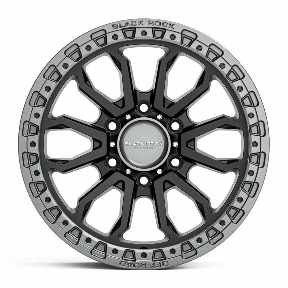 4x4 Wheels for Truck and 4WD Black Rock Cobra Satin Black Gunmetal Grey Ring Rims