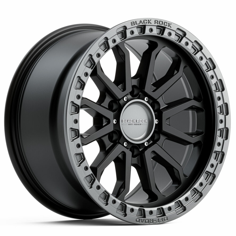 4x4 Wheels for Truck and 4WD Black Rock Cobra Satin Black Gunmetal Grey Ring Rims