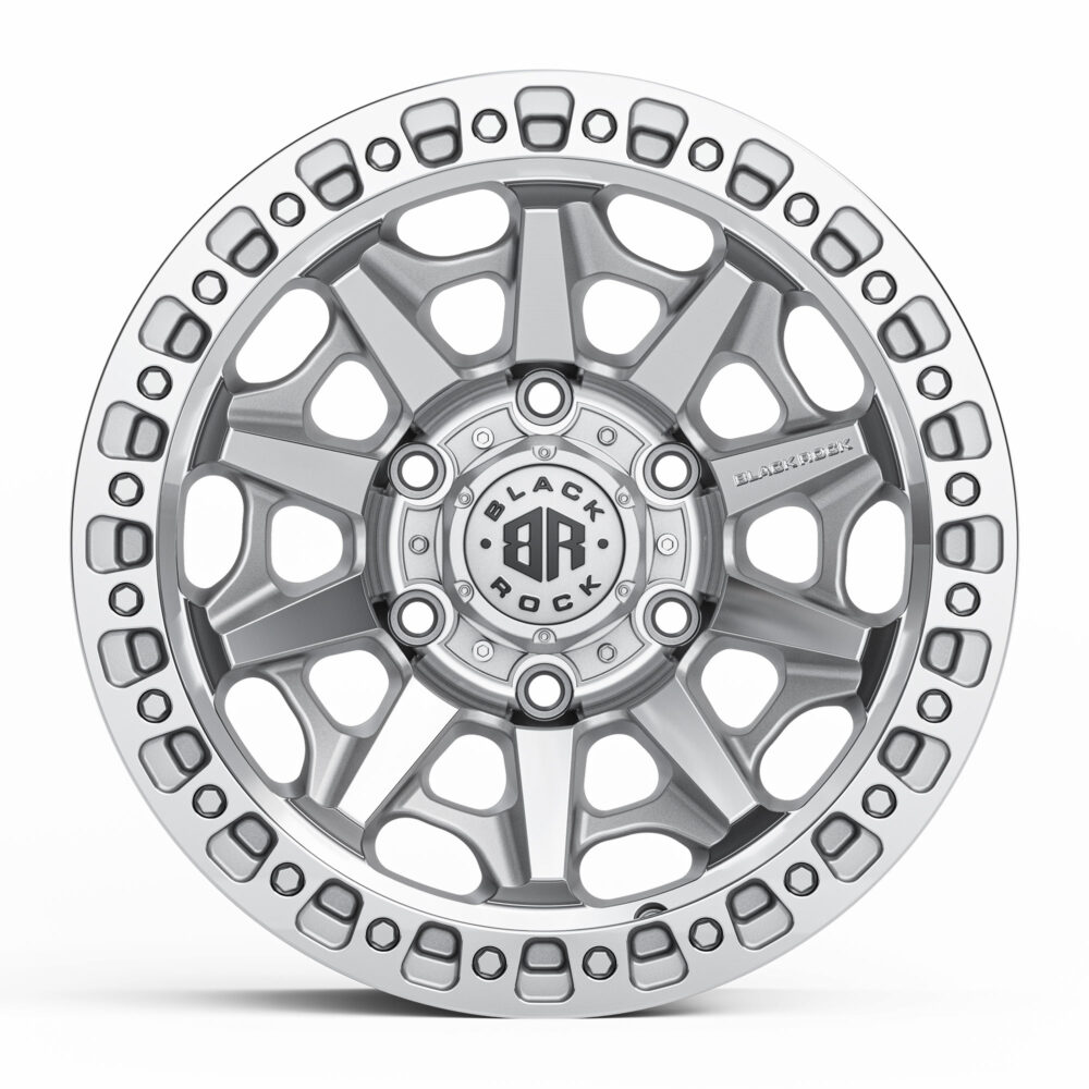 4x4 Wheels for Truck and 4WD Black Rock Cage Silver Machined Rims