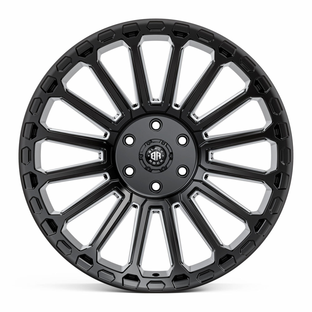 4X4 Rims Black Rock Empire Gloss Black Milled Off-Road Wheels 22 inch 6x139.7 PCD