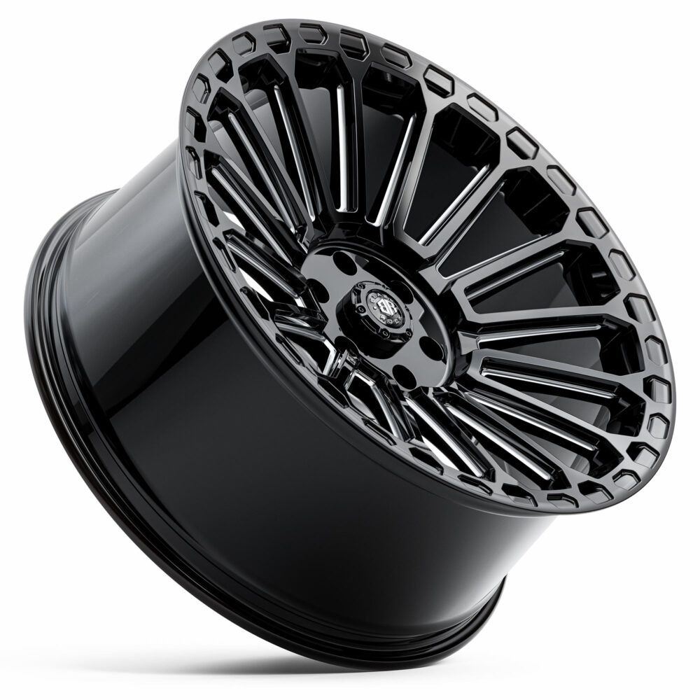 4X4 Rims Black Rock Empire Gloss Black Milled Off-Road Wheels 22 inch 6x139.7 PCD