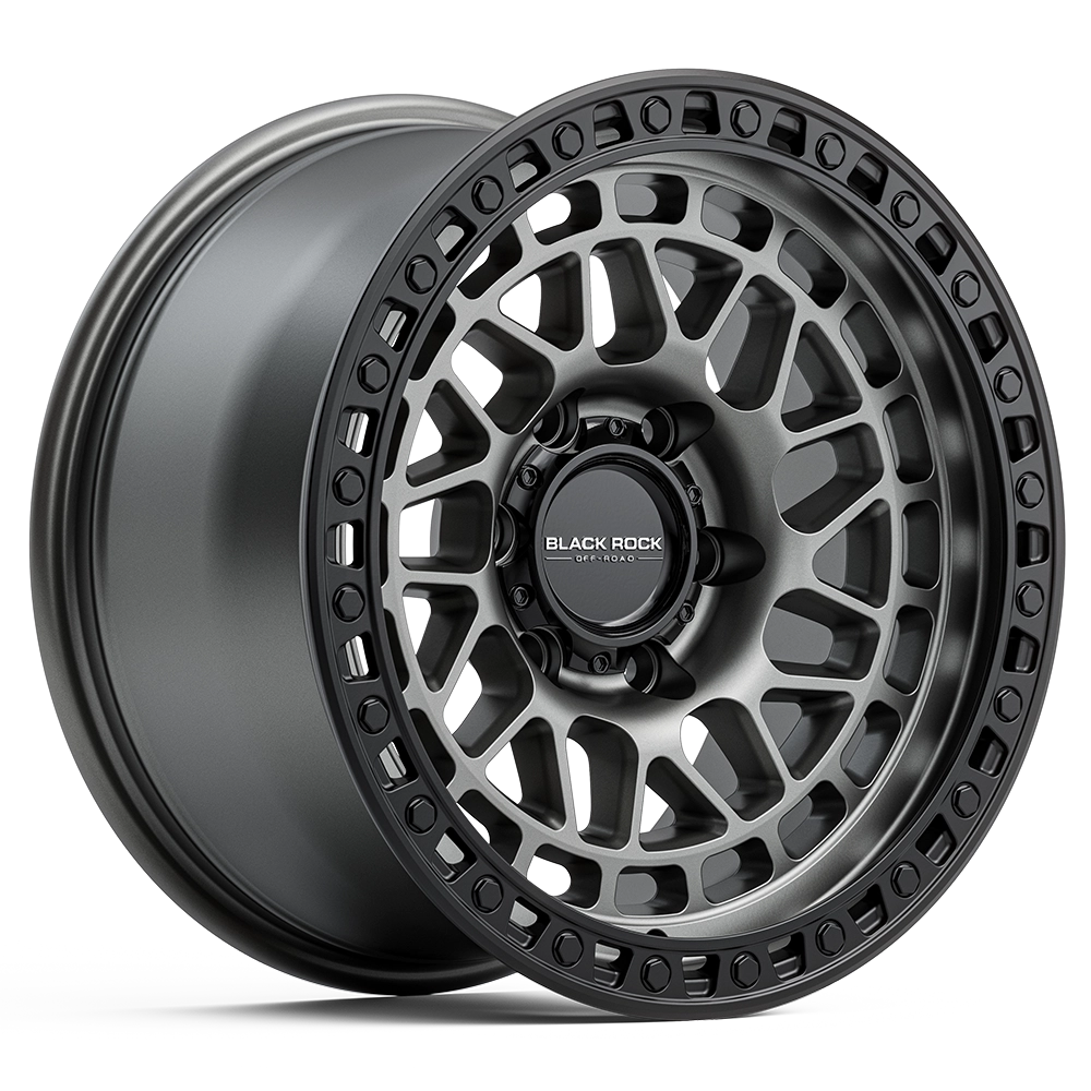Black Rock Fury Gunmetal Grey Black Ring | 4x4 Off-Road Rims